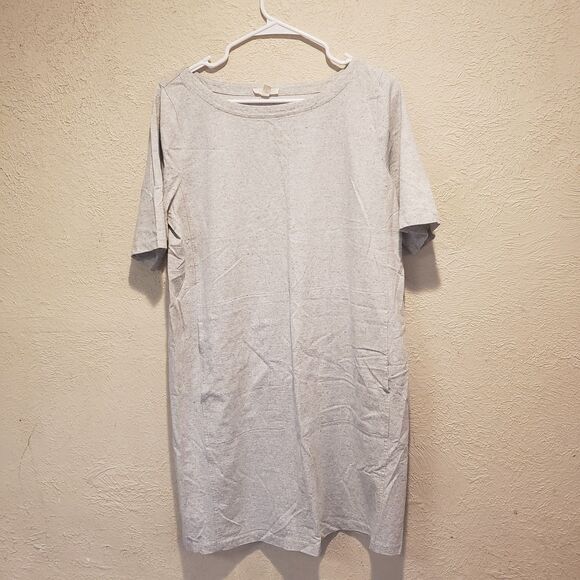 Eileen Fisher M Crew Neck Cotton Jersey T-Shirt Dress Above Knee Gray - Picture 2 of 7